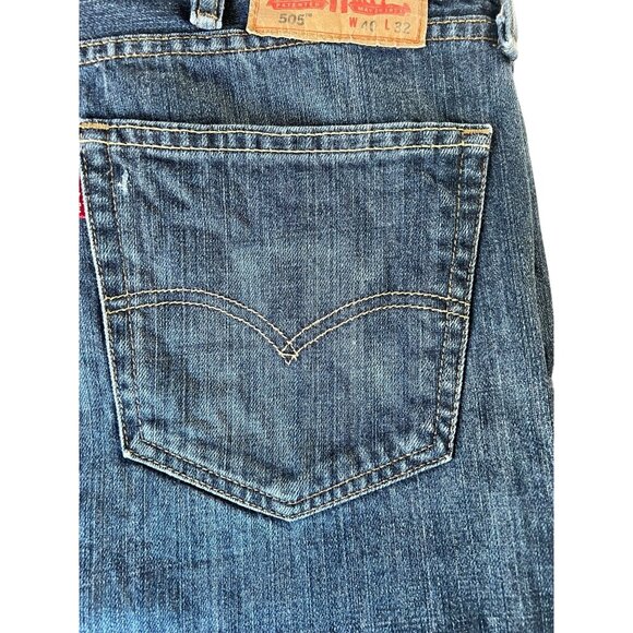 Levis 505 Mens Jeans 40x32 Straight Leg Denim Made In Mexico - Picture 16 of 16